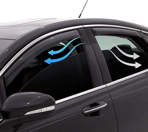 Miniatura 4 de Wensdy 4 deflectores de viento para ventana lateral, protección de lluvia y sol de montaje exterior, viseras de humo oscuro para Nissan Rogue
