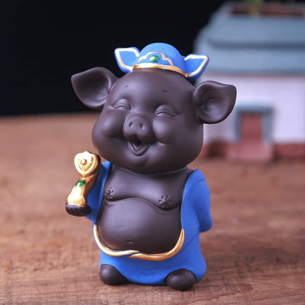 Amazon.co.jp: CHBDJY かわいい豚のお茶ペット像、富と成功のための