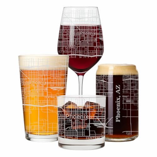 Phoenix Souvenir Glass with Arizona City Map Etching