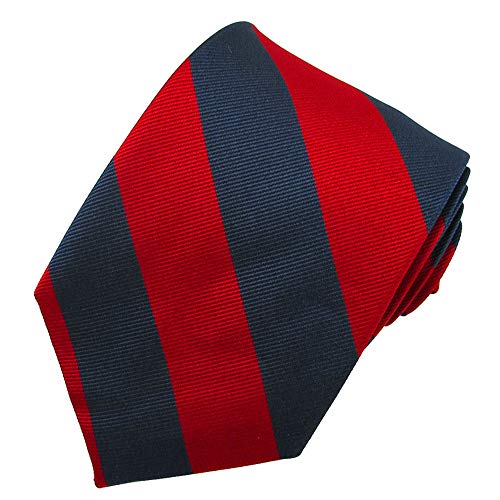 Xoovtka Corbata de seda para hombre, 2,5 cm, diseño de rayas, para colegio, universidad, Rojo Azul Marino, Taille unique
