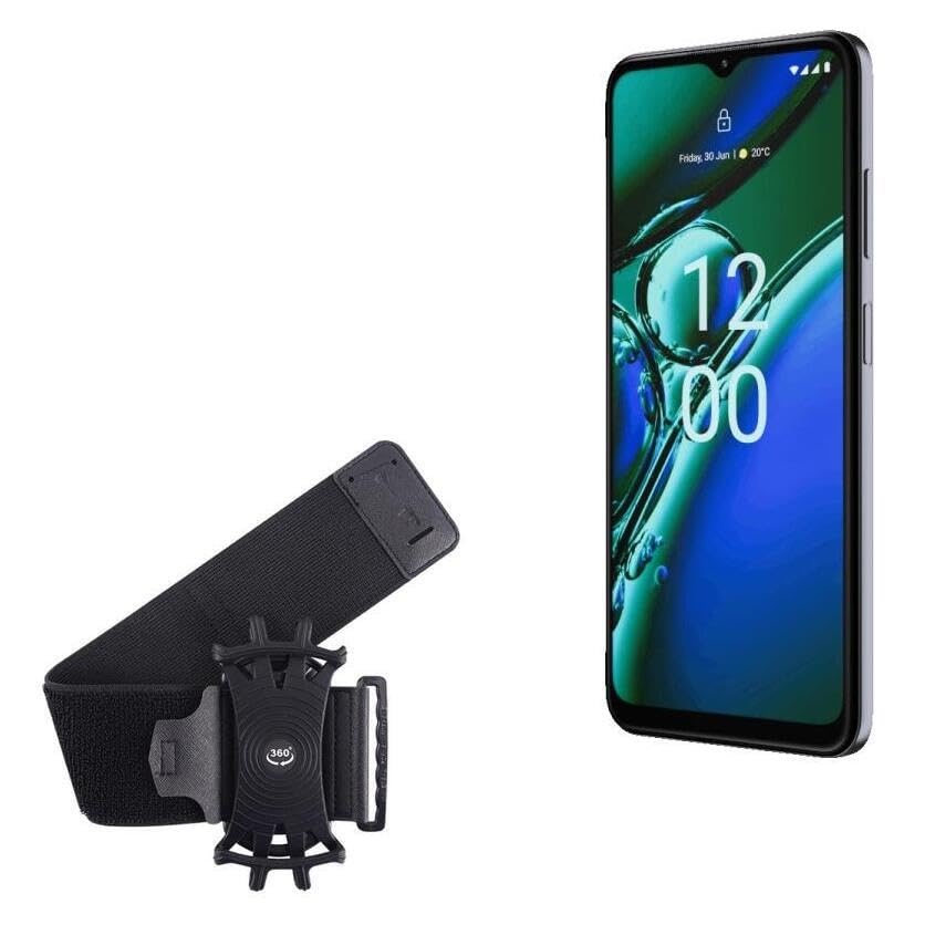 BoxWave Holster Compatible with Nokia G42 - ActiveStretch Sport Armband, Adjustable Armband for Workout and Running - Jet Black