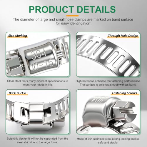 Image of 1 /4 Inch ID Fuel Line Hose Reinforced Kit: 6 feet Hose, 10 x stainless steel Clamps (3 /8 inch-5 /8 inch) for conveying gasoline, E-85, diesel, and bio-diesel