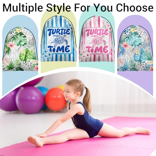 Image of Gymnastics Grip Bag Tropical Hibiscus Turtle Drawstring Bag for Gymnasts