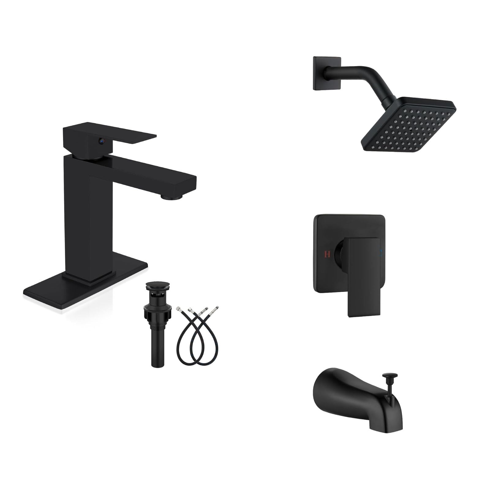 Hcfyauis Black Bathroom Faucet And Shower Faucet Set With Tub Spout