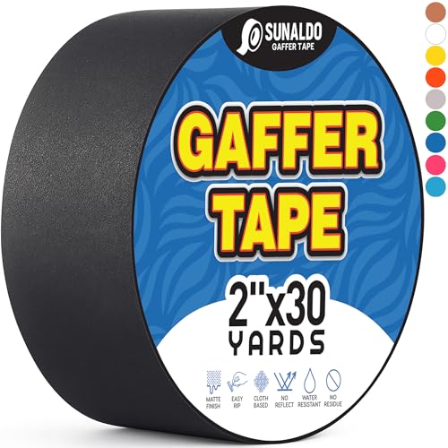 SUNALDO Gaffers Tape Heavy Duty, Easy to Rip, Residue-Free Professional Grade Floor Tape for...