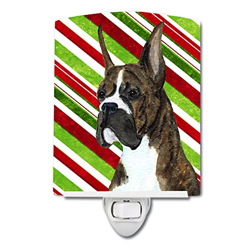 Caroline's Treasures SS4577CNL Boxer Candy Cane Holiday Christmas Ceramic Night Light Compact, UL-Certified, Ideal for Bedroom, Bathroom, Nursery, Hallway, Kitchen, 6x4x3, Multicolor