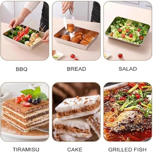 Image of Fridge Storage Box Stainless Steel Food Storage Tray Plate Container with Airtight Lids,Leakproof Kitchen Organizer,Freezer Safe