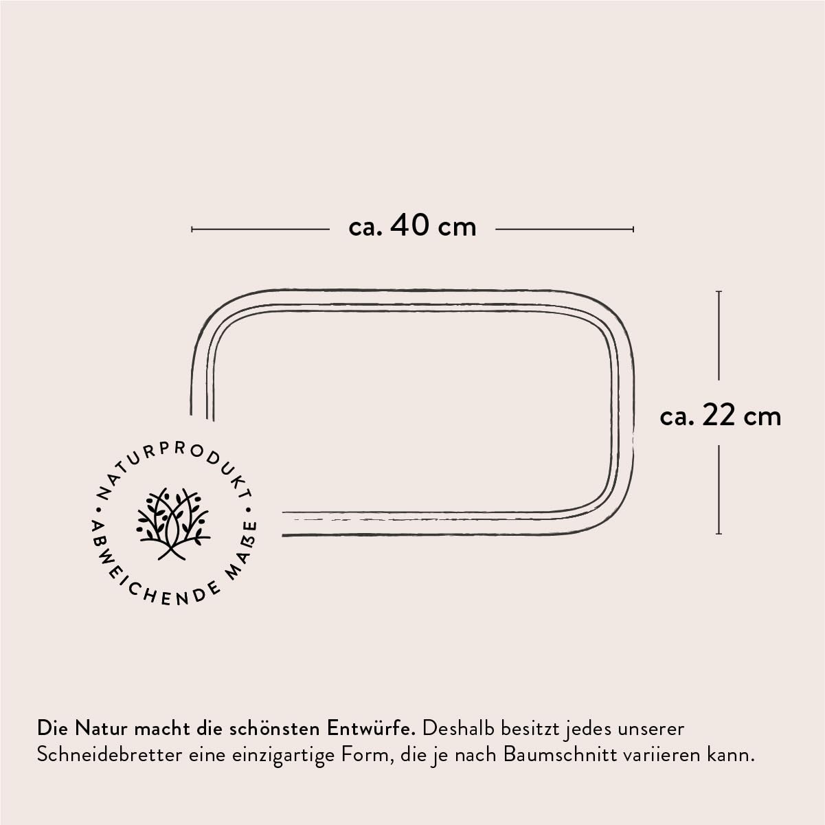 DAS OLIVENHOLZBRETT® Schneidebrett mit Saftrille Naturschnitt ca.40cm x20cm