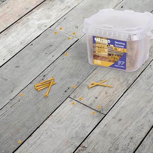 Eazy2Hd TM-2024-WS-2 Exterior Wood Screws # 10 X 2, T25 Star Torx Drive Deck Screws,466 Pcs Flat Head Steel Self Tapping Outdoor Screws Fasteners thumb #5