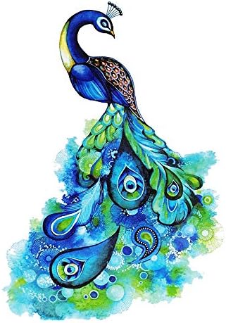 Yesallwas 3 Sheets Large Peacock Temporary Tattoo Sticker Fake Tattoos for Women Girls Models,Waterproof Long Lasting Body Art Makeup Sexy Realistic Arm Tattoos