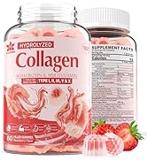 Sugar-Free Hydrolyzed Collagen Peptide Filled Gummies,Extra Strength 1500mg Protein Type I,II,III...
