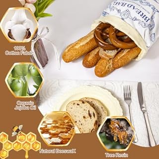 Stnopw Reusable Beeswax Bread Bags - Large Capacity Cotton Storage for Homemade, Sourdough & Fresh Bread | FDA Food-Grade Eco-Friendly Storage Solutions (blue 1pcs)