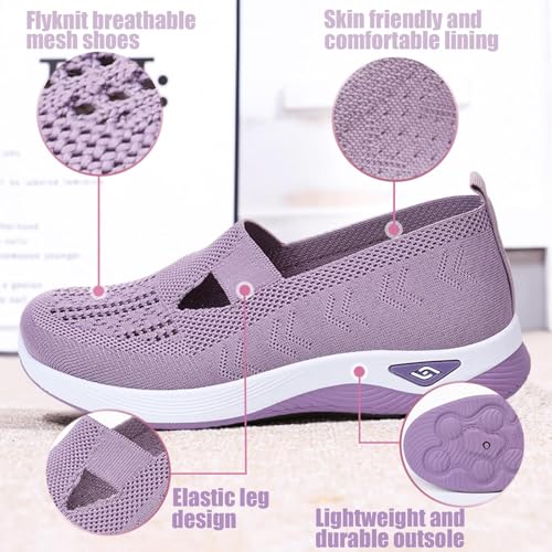 Orthopedic Walking Shoes for Women 2024 New Women's Woven Breathable Soft Sole Shoes Mesh Slip On Sneakers2