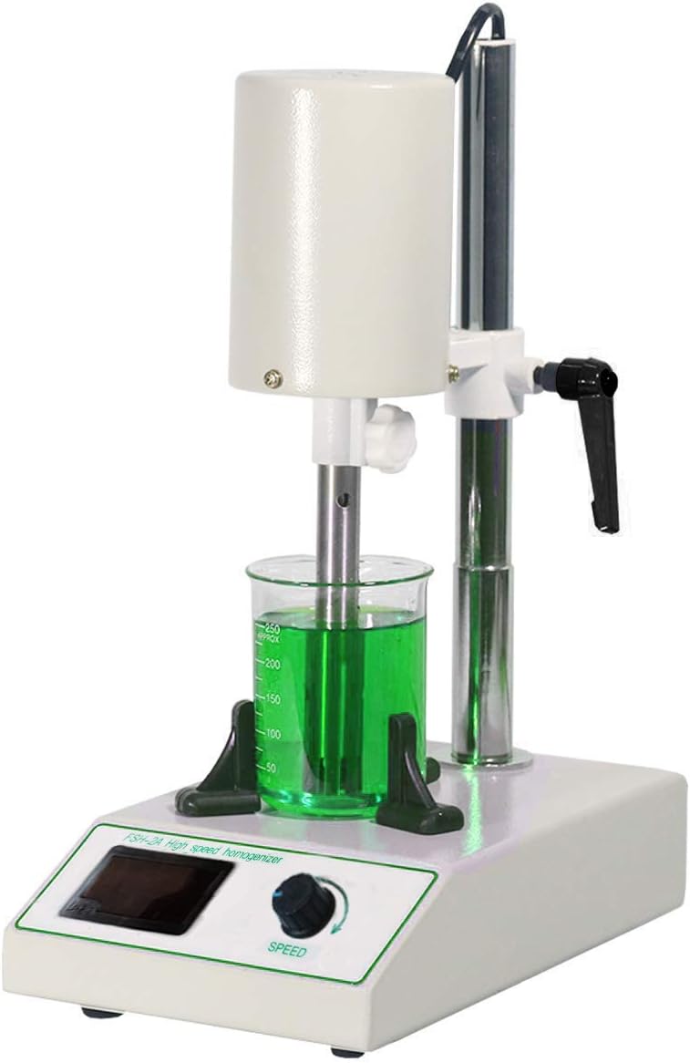 High Speed Homogenizer, 110V High Speed Dispersion Homogenizer Lab Homogenization Mixer Laboratory Dispenser 5~1000ml w/ 2 Working Heads