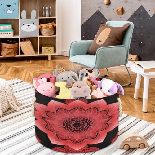 Grands paniers de rangement de décoration d'intérieur rouge mandala - 5