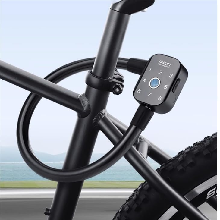 cerraduras digital Candado con huella dactilar for bicicleta, bloqueo con contraseña, candado inteligente con huella dactilar for bicicleta, antirrobo y antipalanca eléctrico
