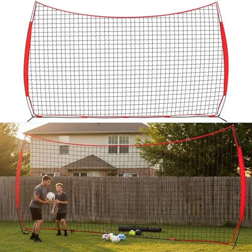 Wemily 16x10ft Barricade Backstop Net Ball Sports Barrier Net Portable Practice Net with Carry Bag for Baseball Softball Lacrosse Soccer Basketball Tennis