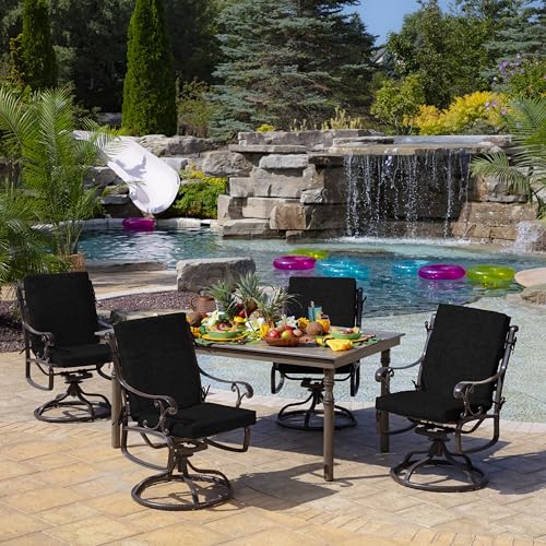 Image of Arden Outdoor Midback Chair Cushion, 18 x 16.5, Rain-Proof, Fade Resistant Black Leala