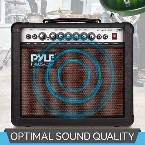 Pyleusa Portable Electric Guitar Amplifier, 30 Watt Power, 8 Inch High-Definition Speaker, Bass, Dual Inputs, Overdrive, Digital Delay, Amp Control Volume, Eq For Beginner And Advance Practice #TOP3