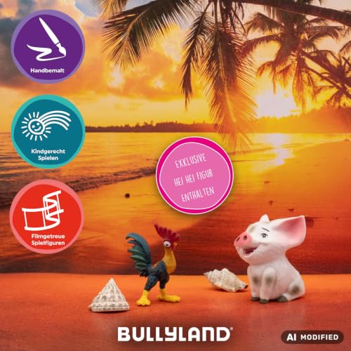 Bullyland 13261 - Spielfiguren Set Walt Disney Vaiana mit Vaiana, Halbgott Maui, Schwein Pua & Heihei, detailgetreu… – Ansicht 5
