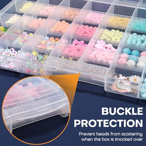 Image of Udefineit 32 Grids Large Plastic Organizer Box with Fixed Dividers, Bead Storage Compartment Organizer Box for Jewelry /Nail /Screw /Small Parts, Clear Compartment Container Storage Case Tackle Box