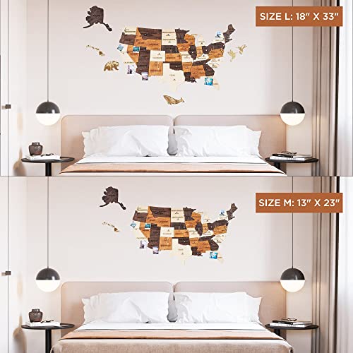 Jabihome 3D Wooden Usa Map Wall Art, Wood United States Map With Push Pins, Gift For Him, Us Map For Travel Gift For Men, Office Wall Decor, Wood Wall Decor, Home Decor, Travel Map With Pins (Size L: 33"L X 18"W) #TOP6