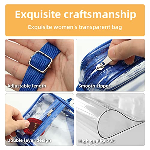 WJCD Clear Bag Stadium Approved PVC Concert Clear Purse Clear Crossbody Purse Bag clear bags for women,With front pocket4