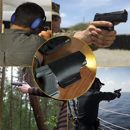 Viperade Pj21 Gun Holster, Universal Leather Holster Fits Gun With Laser Or Light, Holster For Glock 19, 17, Smith And Wesson Shield, Sig Sauer, Right Handed Outside Waistband Holster (Black) #TOP6