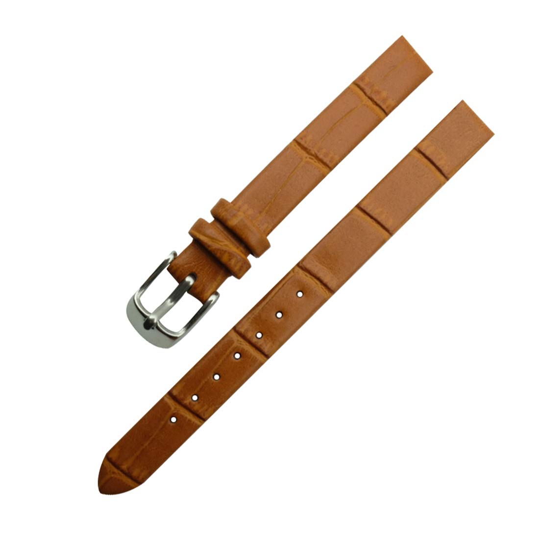 MWxpoSediR Universal Strap,8mm/10mm Women Thin Comfortable and Breathable Wristband Leather Pin Buckle Watchband with Installation Tool(Light Brown,8mm)