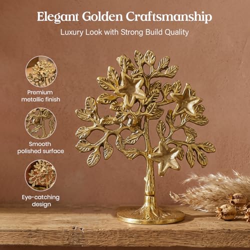 Image of ZAICUS Kalpavriksha Tree Showpiece for Home Decor | Golden Tree of Life Decorative Idol for Living Room, Office Table, Good Luck & Vastu Gift Item for Home, Housewarming