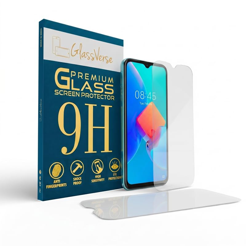 Image of GlassVerse PureView Tempered Glass for Tecno Spark 8C | Crystal Clear, 9H Hardness Screen Protector, Edge to Edge, Case Friendly, Hassle-less Installation Kit Included. (Pack of 2)