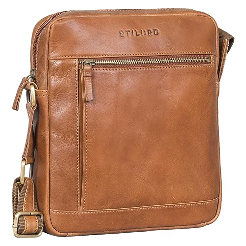 Bolso bandolera hombre piel para tablet 10 pulgadas crossbody retro marrón mocca