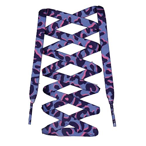 [Teeoff] Flat Printed Athletic Shoelaces Shoe Laces for Sneakers �t���b�g�v�����g�A�X���`�b�N�C�Ђ��X�j�[�J�[�p�C�Ђ� (120CM, Leopard Purple)