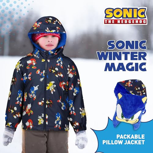 Sonic Packable Pillow Jacket - Kids Comfy Hoodie & Toddler Must Haves, Weighted Hoodie Jacket - Navy Print, Sizes 12M to 72