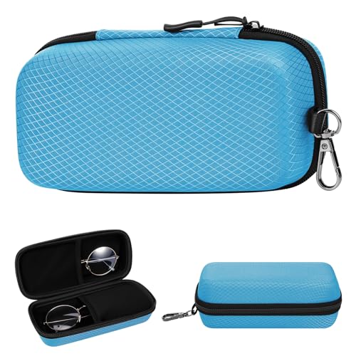 Estojo duplo para óculos, estojo de óculos de sol portátil de EVA rígido com fivela de metal para óculos de sol, óculos, Azul pavão, G