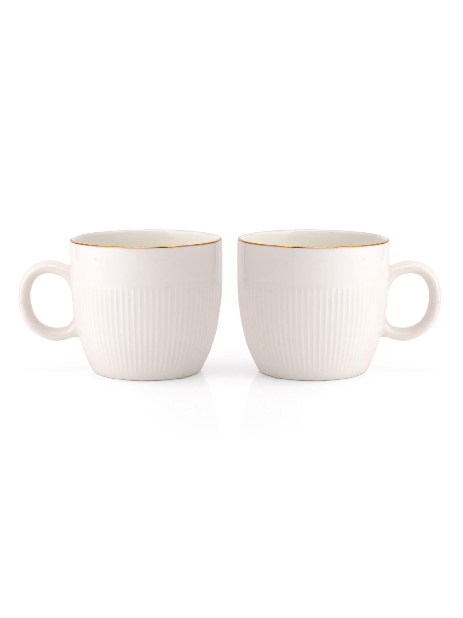 Clay Craft Impression Ceramic Gold Line Coffee Mugs/Tea Cups Set of 6 Pieces, 200ml, White (Barrel), Tea Cup Set of 6, Mugs for Coffee, Cups Set of 6, Ideal for Gifting, Perfect for Home and Office 2