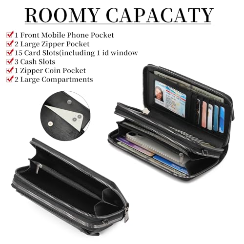 Image of FALAN MULE Crossbody Bags for Women Small Leather Cell Phone Wallet Wristlet Purse with Zip Around 2 Strap