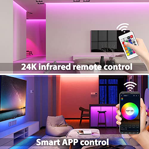 Lam(Ms)Pen Cob Led Strip Light Kit, Dimmable Led Tape Light Rgb 6.56Ft 576Leds/M, 24V Music Sync Flexible Light Strip App And Remote Control For Bedroom, Hotel, Bar, Party, Diy Lighting #TOP1