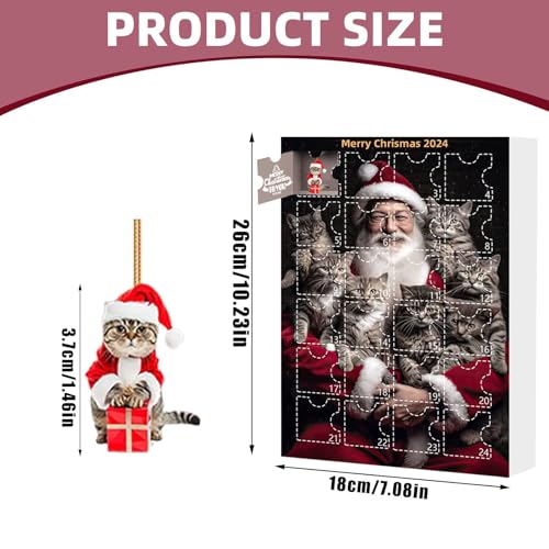 Cat Advent Calendar 2025, 24 Days Ornament Advent Calendar for Pets, Cute Cats Advents Calendar for Cats Lovers Home Décor (A) - Image 9