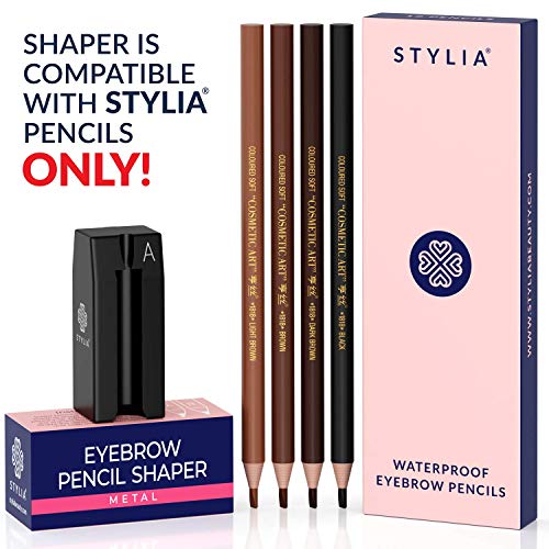 2-in-1 Metal Duckbill-Shape Eyebrow Pencil Shaper - Eye Makeup Shaping Tool for Waterproof Peel Off Brow Pencils - Compact Cosmetic Shaper for Beginners & Professional