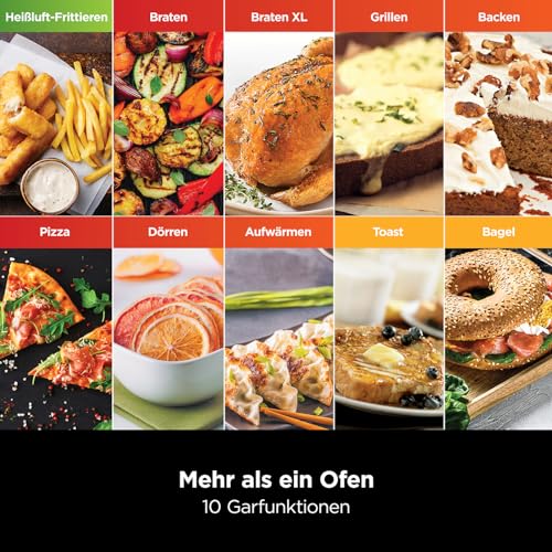 Ninja Foodi 10-in-1 Multifunktions-Ofen, tragbarer Mini-Ofen für Arbeitsflächen, Mehrzweck-Ofen mit 10 Kochfunktionen; Air Fry, Rösten, Grillen, Backen und mehr, Silber/Schwarz DT200EU – Bild 4