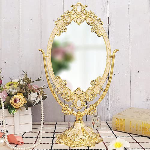 Amazon.co.jp: 卓上ミラー テーブルミラー パール ゴールド スタンド