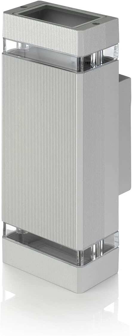 Auraglow Double Up and Down Wall Light Silver, Fitting Only, Outdoor
