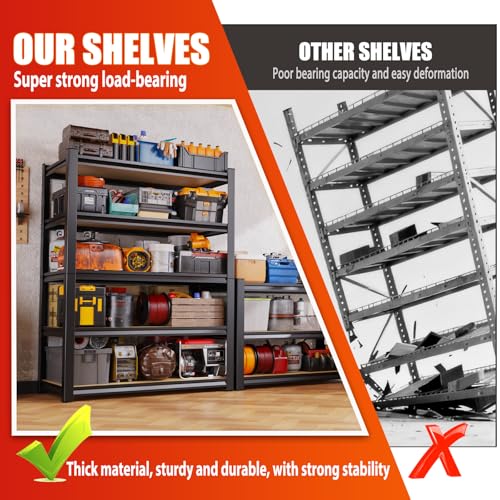 Image of Set of 2 71 inch H Garage Shelving-5 Tier Storage Shelves,Adjustable Heavy Duty Metal Shelving Unit and Storage Large Rack,Utility Steel Shelf for Warehouse Industrial Pantry Basement 71 inchx32 inchx14 inch