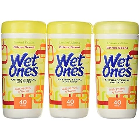 Wet Ones Antibacterial Hands Wipes, Citrus 40 Each (Value Pack of 3) Cover