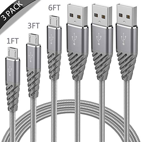 Bynccea Micro USB Cable Android,3 Pack 1FT 3FT 6FT High Speed Cell Phone Charger Nylon Braided Fast Charging Cord Compatible with Phones Samsung S7 J7 LG HTC Motorola Kindle BlackBerry Xbox PS4 Gray Bynccea Micro USB Cable Android,3 Pack 1FT 3FT 6FT High Speed Cell Phone Charger Nylon Braided Fast Charging Cord Compatible with Phones Samsung S7 J7 LG HTC Motorola Kindle BlackBerry Xbox PS4 Gray