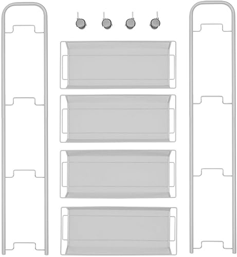 Miniatura 7 de mDesign Carrito organizador de almacenamiento de metal de acero delgado con 4 estantes para lavandería, cocina, organización de baño, soporte