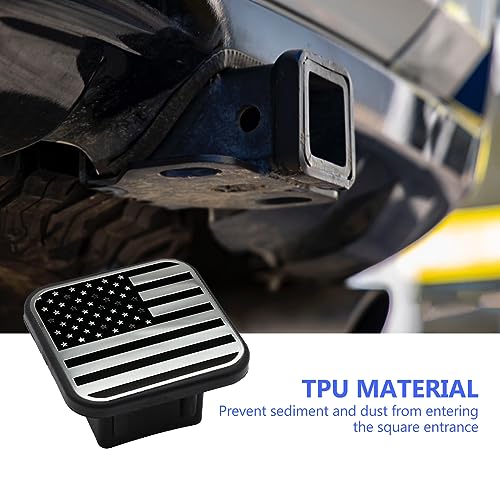 ZBGUN 2 Inch American Flag Trailer Hitch Cover Tow Hitch Covers Plug Cap Rubber Fits,for Toyota Jeep Chevrolet Ford Nissan Dodge Ram Porsche Range Rover 2 Inch Hitch Receivers (Silver)