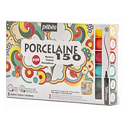 Pébéo-Porcelaine 150 Set Initiation Chalk-Peinture Sur Porcelaine-6 Flacons De 20 Ml-Blanc
