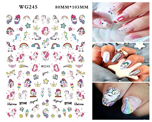 8 Sheet Cute Nail Stickers For Kids Nail Art Stickers Decals Self-Adhesive Pegatinas Uñas Holiday Christmas Cute Colorful Rainbow Nail Nail Supplies Nail Art Design Decoration Accessories Christmas Gift #TOP7